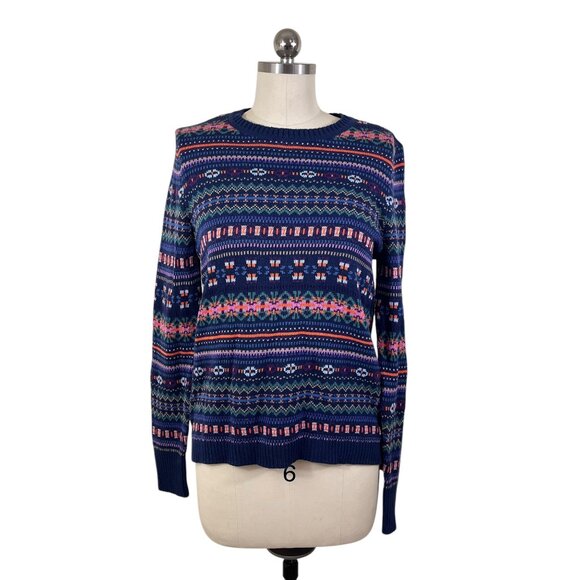 Chaps Y2K Sweater Womens Medium Blue Fair Isle Nordic Ski Grunge Cottage Preppy - Picture 1 of 9